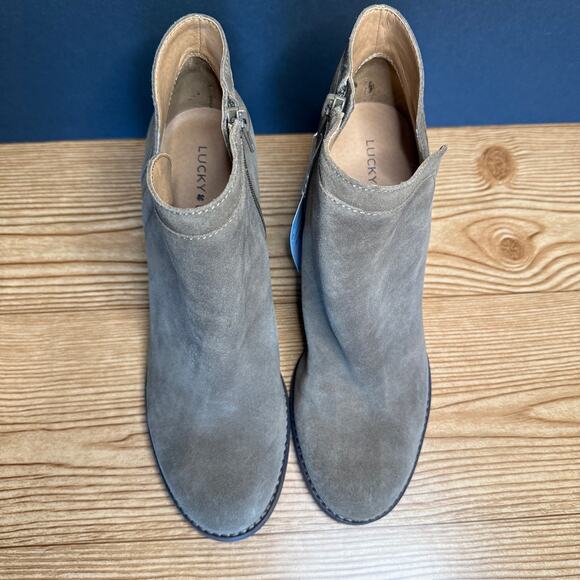 Lucky Brand Waterproof Leather Suede Wedge Yimina Ankle Boot Booties Sz 10 Green - Picture 8 of 16